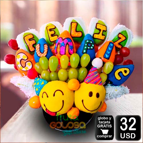 arreglo frutal cumple para cumpleaños