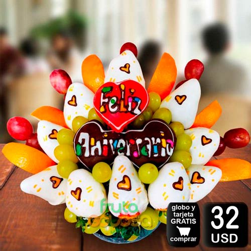 arreglo frutal eternal para aniversarios novios o matrimonio