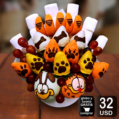 arreglo frutal Garfield personalizado para cualquier ocasion