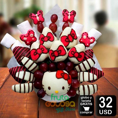 arreglo frutal Hello Kitty personalizado para cualquier ocasion