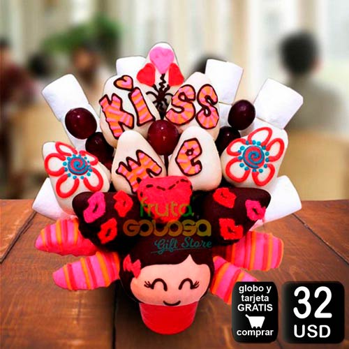 arreglo frutal Kiss Me para demostrar amor