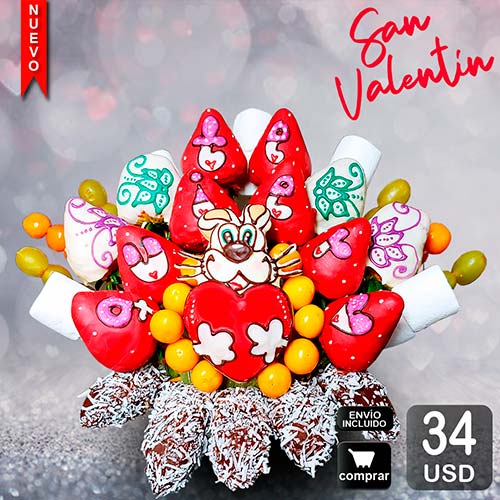 arreglo frutal para san valentin